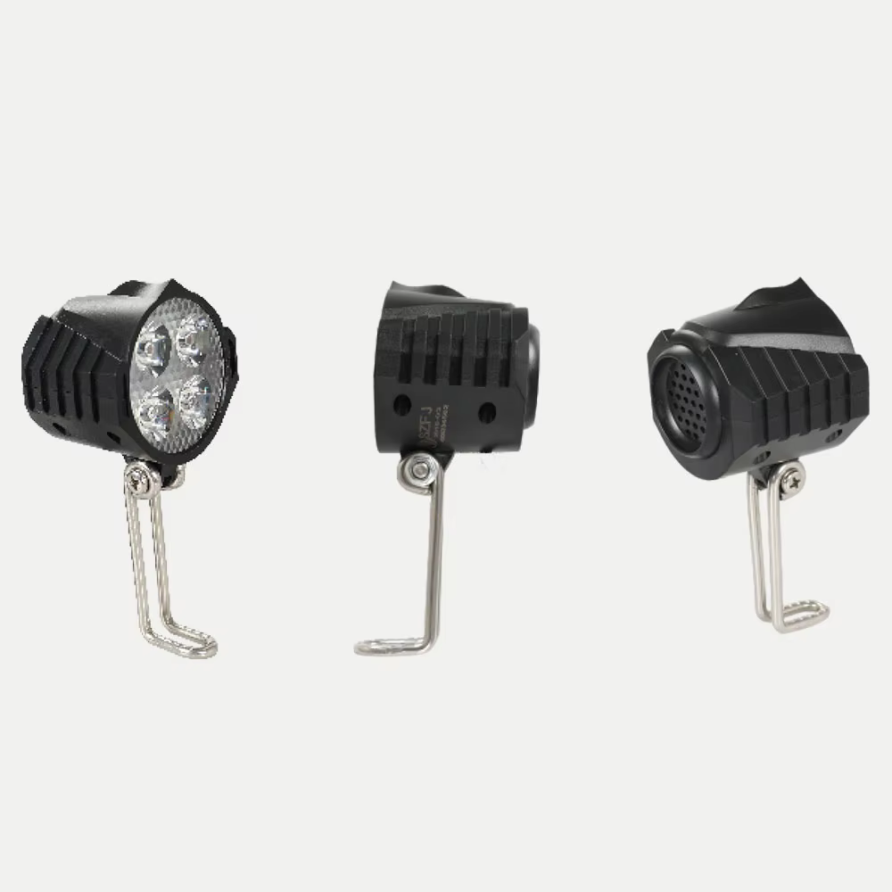 2-in-1 LED E-Bike Headlight & Horn 300LUX 80-110dB 48V 36V IPX4 Waterproof Electric Bicycle Front Light