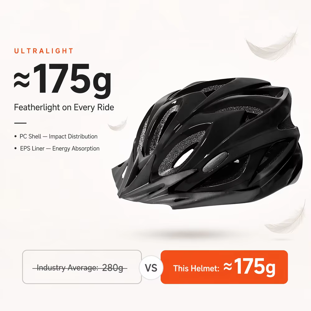 250g Lightweight Racing Helmet Airflow Vents PC/EPS Shell Shockproof Blue/Red/Black Road/Mountain Biking Adults