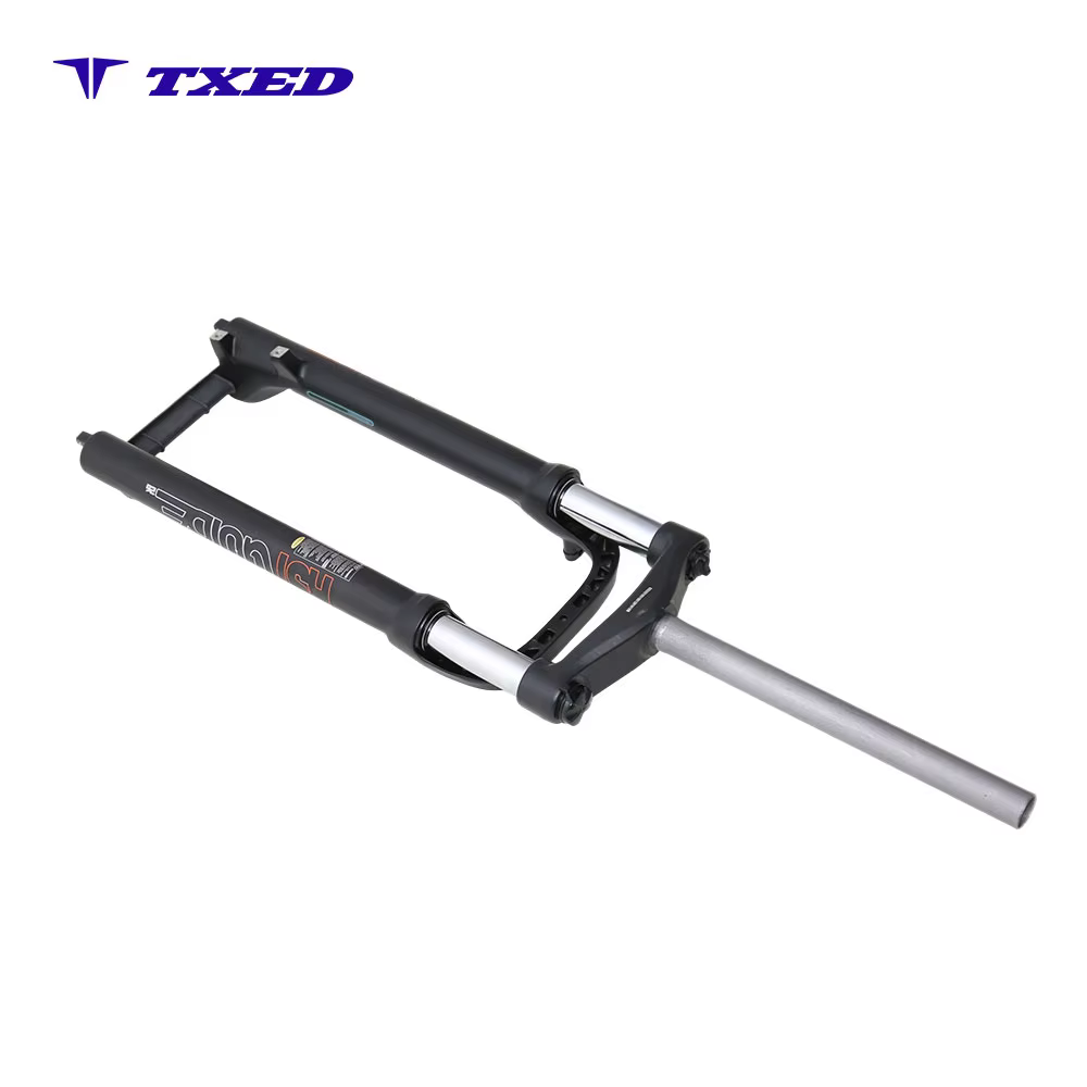 26 Inch Coil Suspension Fork with Straight Steerer Manual Hydraulic Lockout 135mm Dropout Aluminum Legs Matte Black 75mm Travel detail image 1