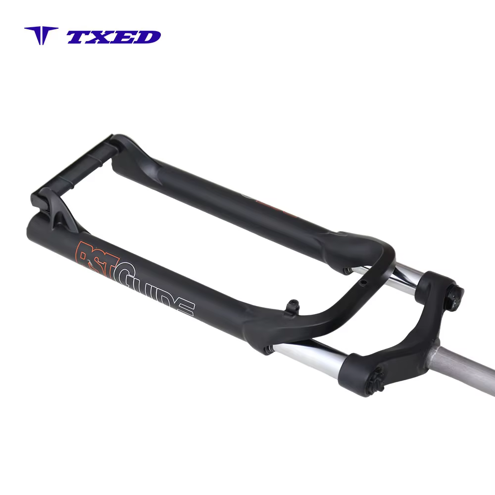 26 Inch Coil Suspension Fork with Straight Steerer Manual Hydraulic Lockout 135mm Dropout Aluminum Legs Matte Black 75mm Travel detail image 2