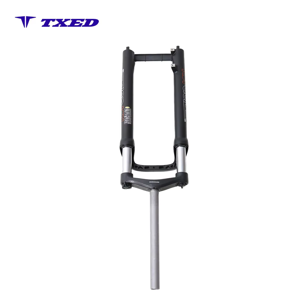 26 Inch Coil Suspension Fork with Straight Steerer Manual Hydraulic Lockout 135mm Dropout Aluminum Legs Matte Black 75mm Travel detail image 3