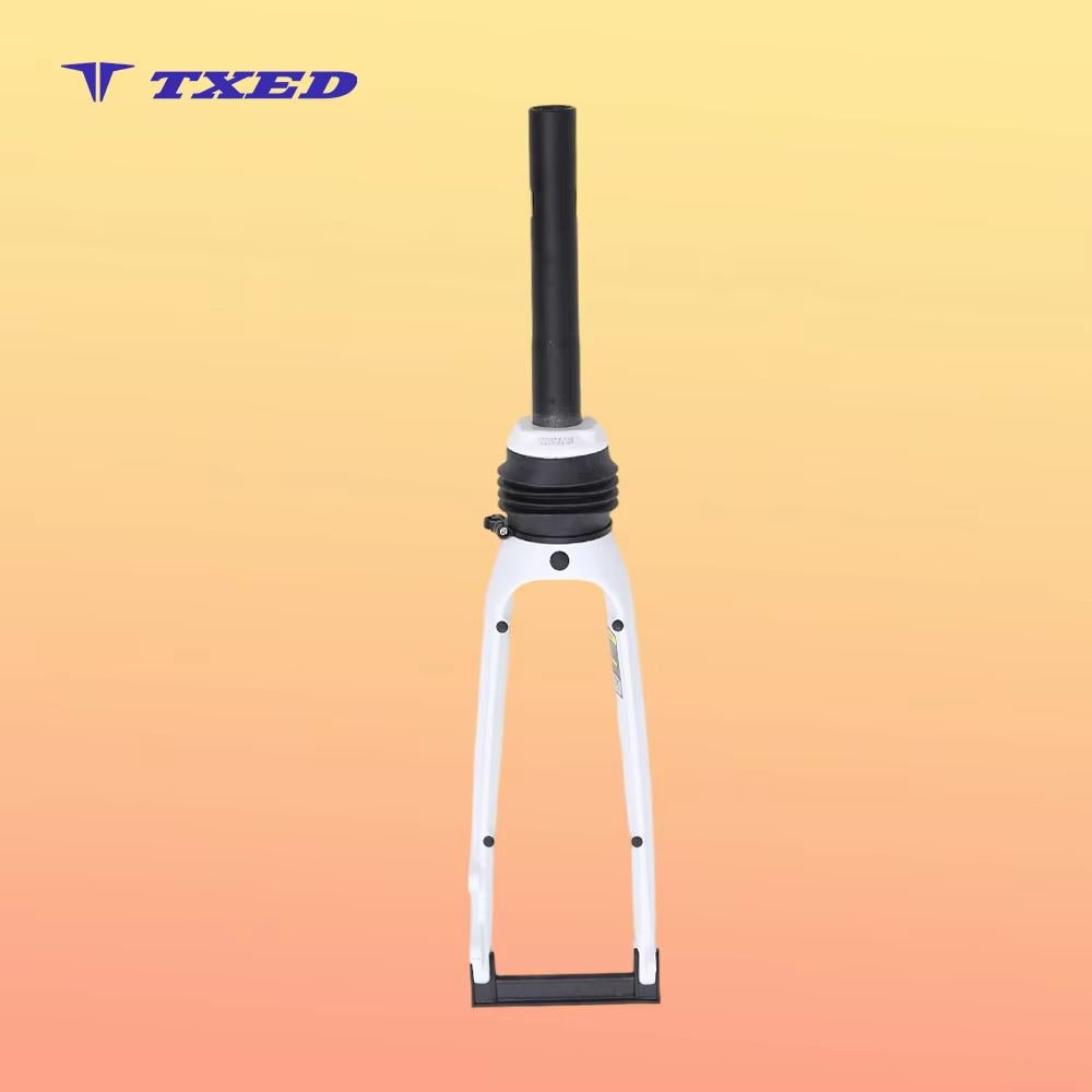 27.5 Inch Aluminum Alloy BMX Suspension Front Fork with Coil Spring and Riser 100mm Travel Disc Brake Compatible TXED