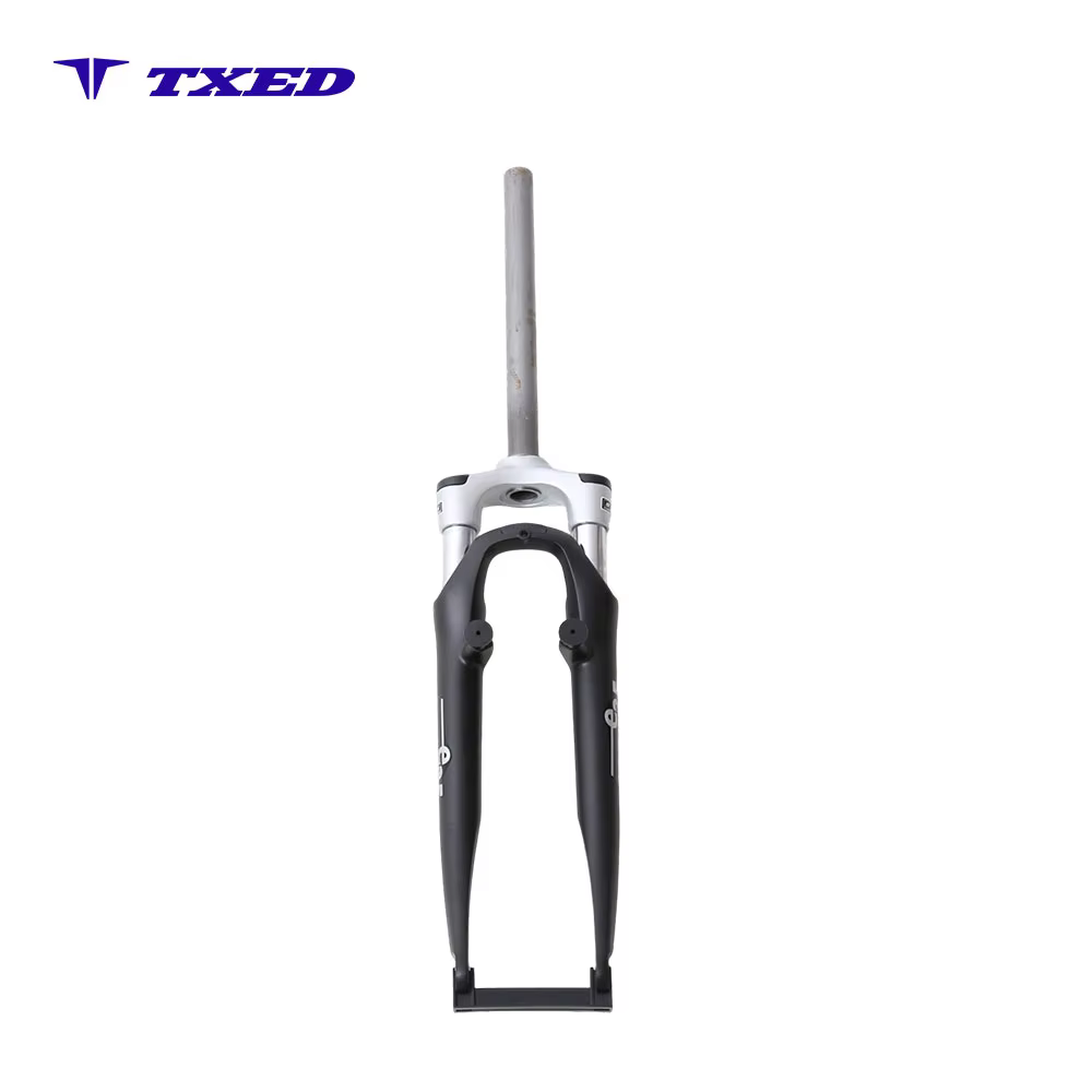 700C Straight Steerer Aluminum Front Fork 100mm Coil Spring 63mm Travel Shock Absorber Road Bike Suspension Fork detail image 1