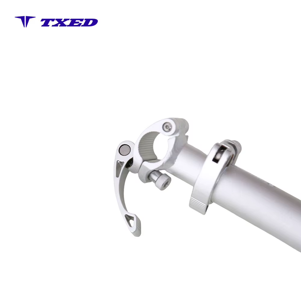 8 Degree Right Bend Threaded Stem Quick Release Round Slot Handlebar With 100mm Safety Line Bicycle Handlebar Stem detail image 3