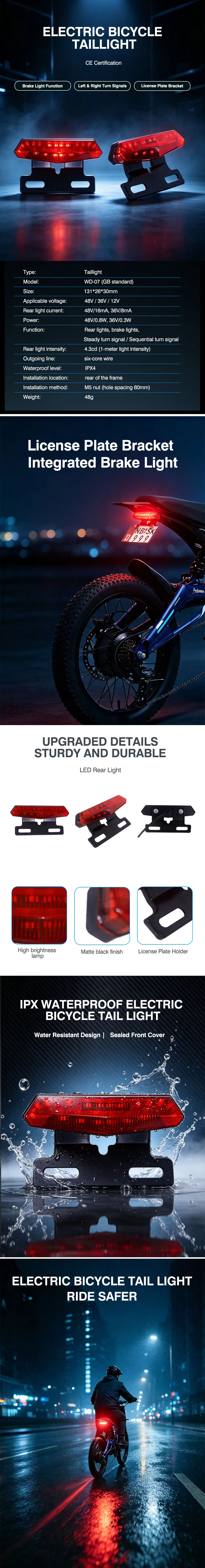 Adjustable Brightness Urban City E-bike Front Light Waterproof LED Electric Bicycle Headlight USB Charging for Urban Commuter detail image 1