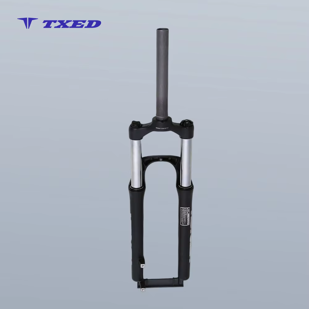 Aluminum Bicycle Front Suspension Fork with Coil Spring and Straight Steerer 26 Inch Threadless Hydraulic Lockout for E-Bike