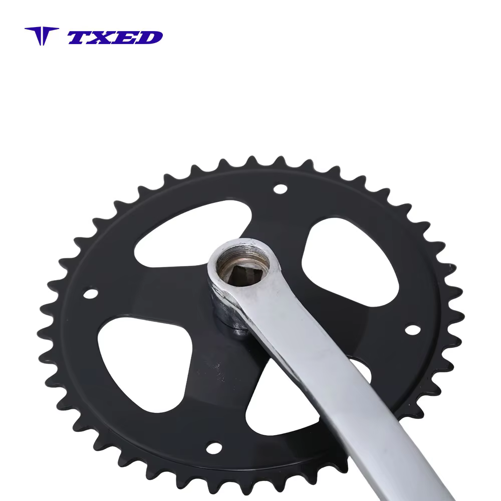 Bicycle Rear Chainwheel 42T 3/32" Square Taper 170mm Black Polished Chainring Electroplated Steel Crank detail image 2