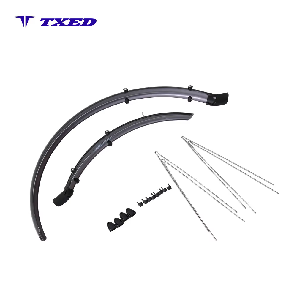 Black-Grey Bicycle Mudguard Set with Steel Stays, Universal Splash Guard for City and Commuter Bikes detail image 2