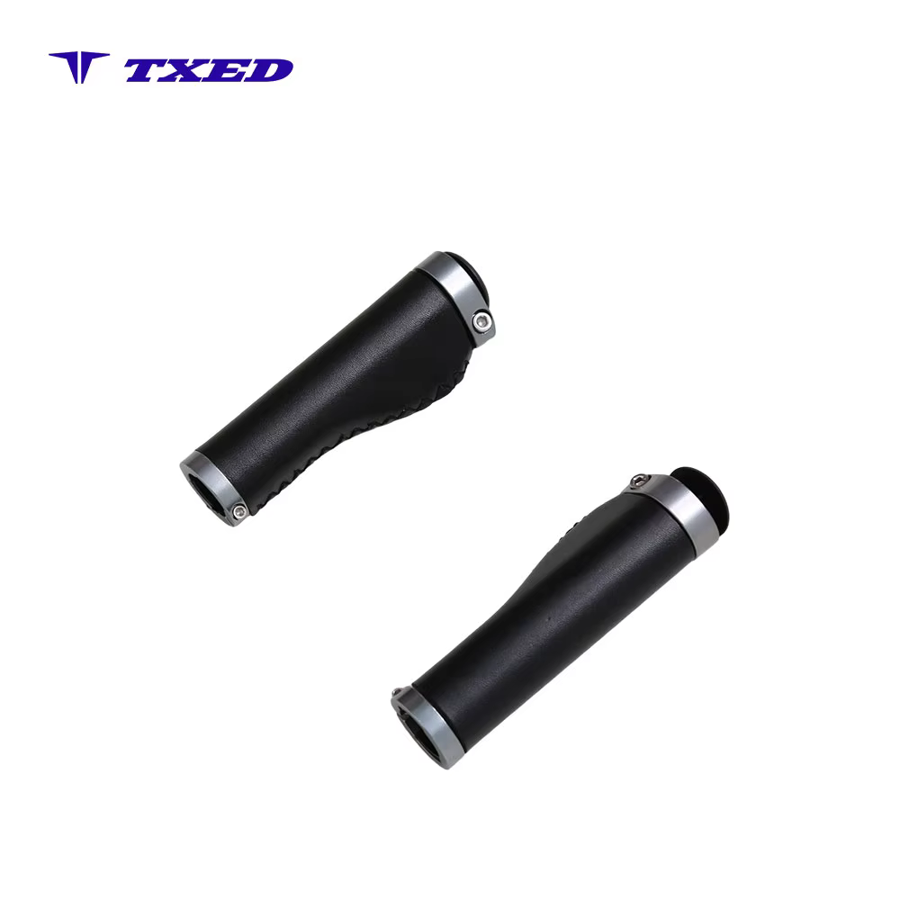 Comfortable Mountain Bike E-bike Grip Microfiber Leather Black Titanium Aluminum Ring 135mm Model XL-B13 detail image 2