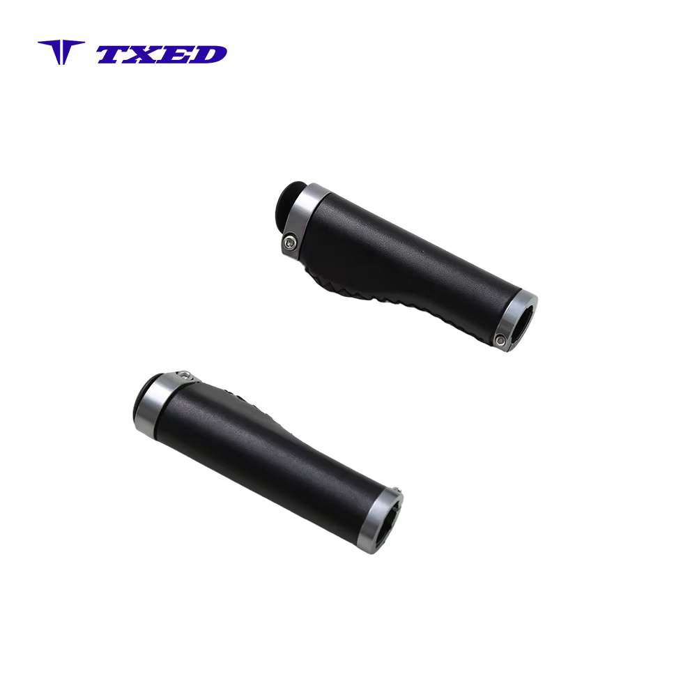 Comfortable Mountain Bike E-bike Grip Microfiber Leather Black Titanium Aluminum Ring 135mm Model XL-B13 detail image 5