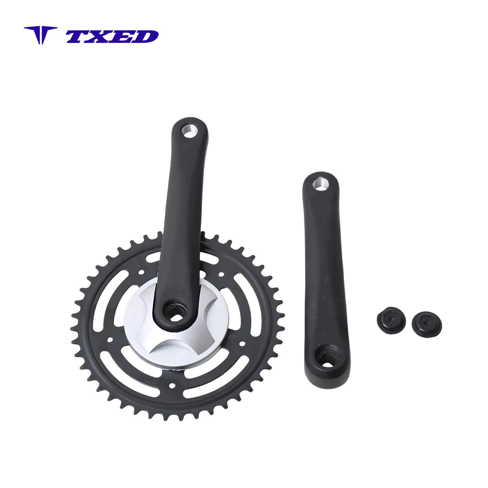 Exercise Bike Crankset Direct Drive 3/32" 44T 170mm Single Speed with Aluminum Material and Silver Chain Guard