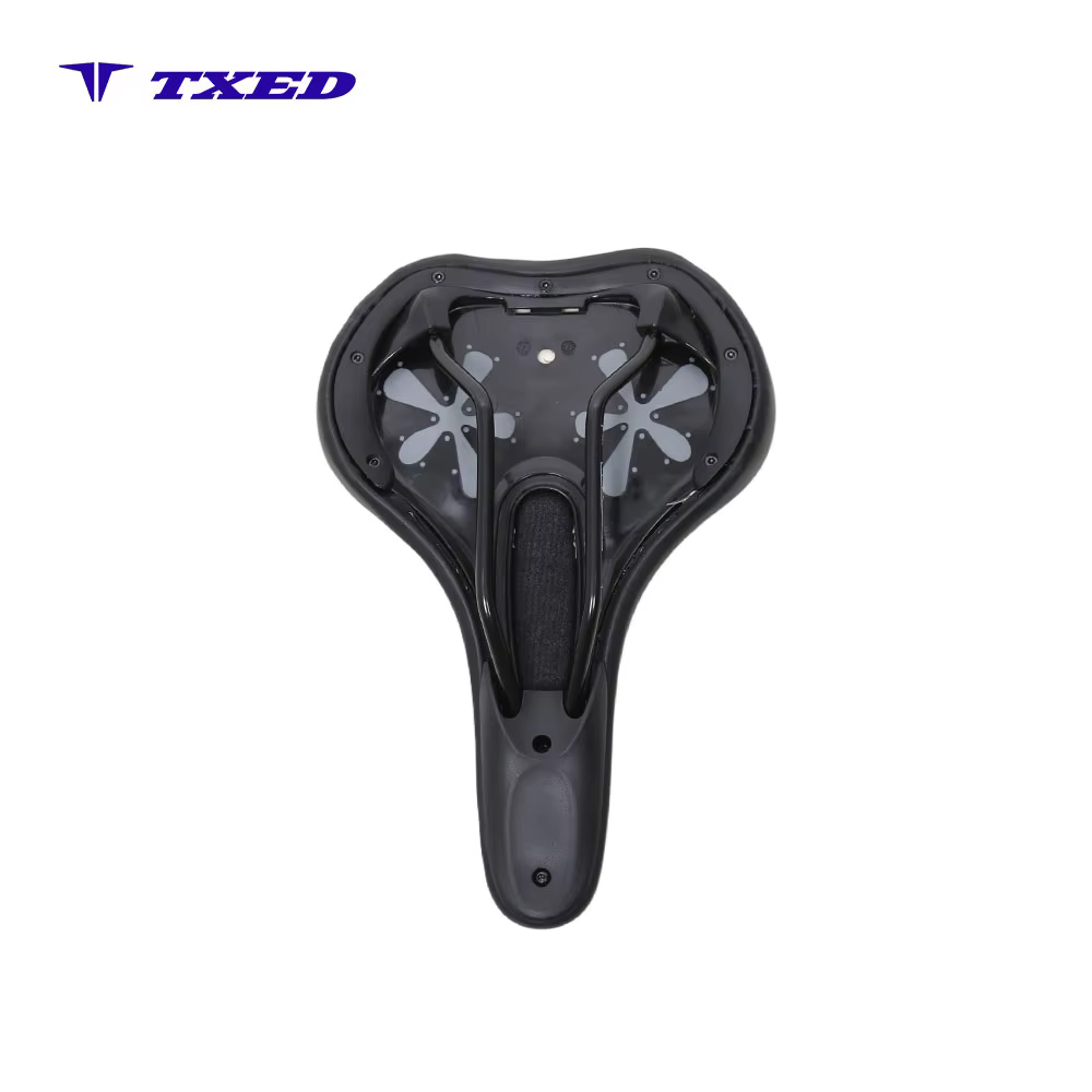 High Visibility Durable Leather Simple Style Ventilation High Rebound Foaming Road Bicycle Saddle detail image 3