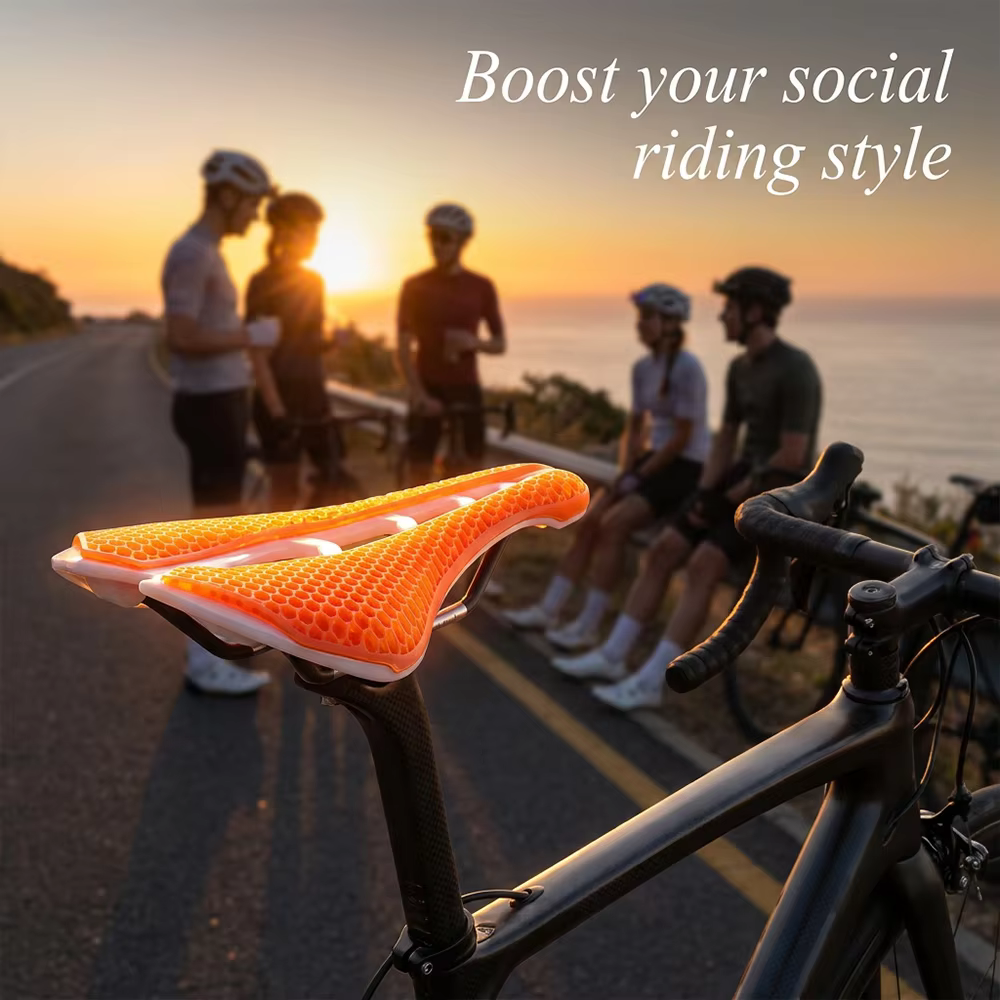 Honeycomb Hollow Breathable Bike Saddle Elastic TPE Bicycle Seat Shock Absorbing Comfort Saddle for Bicycle