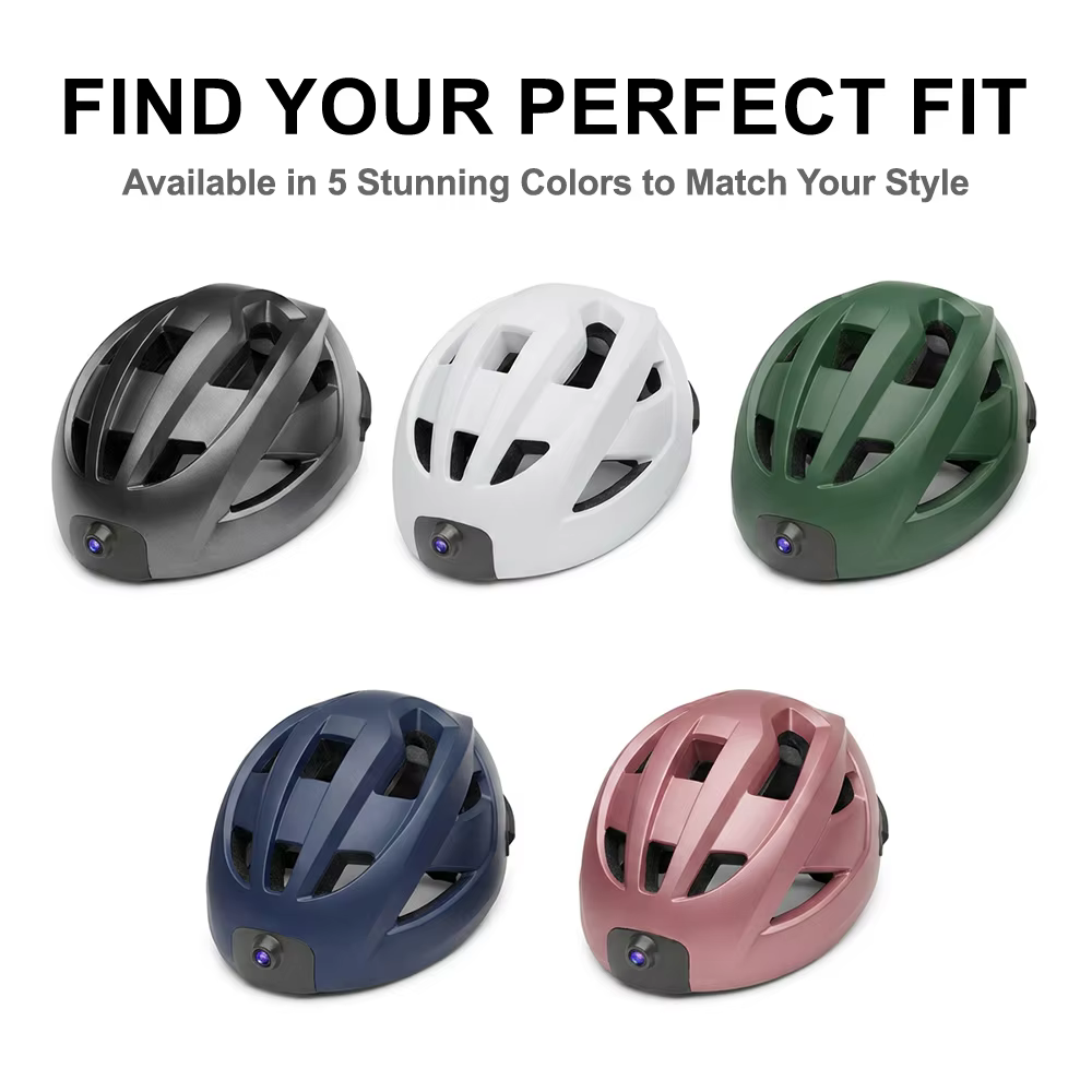 Lightweight Durable EN1078 Certified Smart Cycling Helmet with Camera Tail Light and Built-in Speaker for Adults