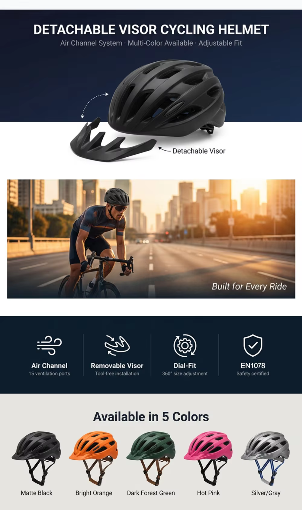 Lightweight In-Mold with Ventilation for Adult Cycling Popular Budget Friendly Rider Colorful Customize Support Bicycle Helmet detail image 5