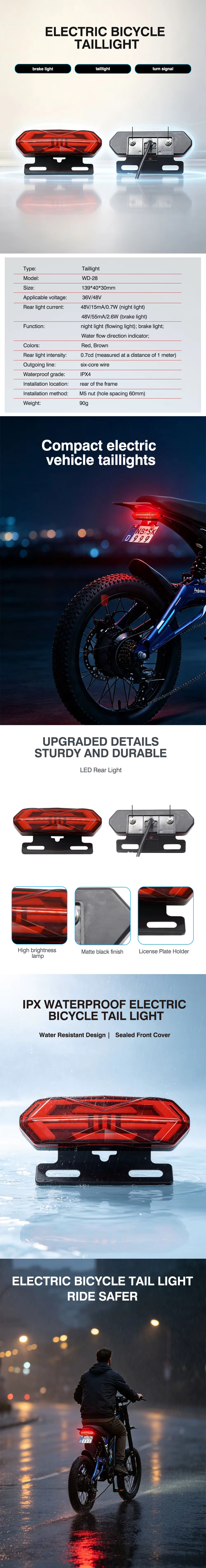 USB Rechargeable Bicycle Tail Light LED Waterproof Rear Bike Light Safety Warning Cycling Taillight for Mountain Ebike Road Bike detail image 1