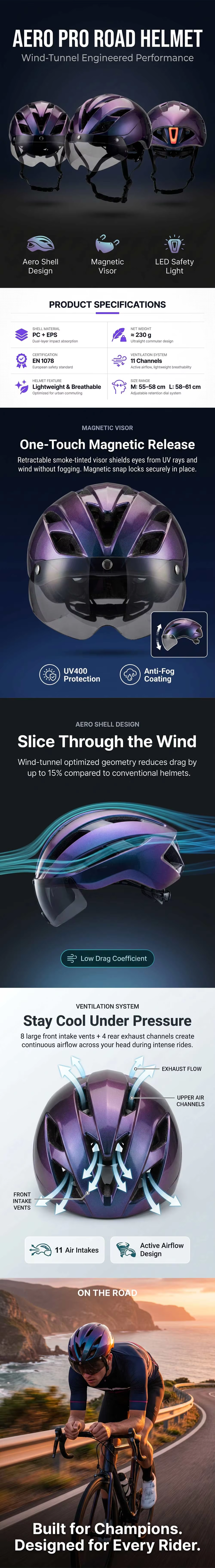 WG15 Road Motorcycle Helmet PC EPS Certified Lightweight Ventilated Adjustable Adult Cycling Bike Helmets detail image 1